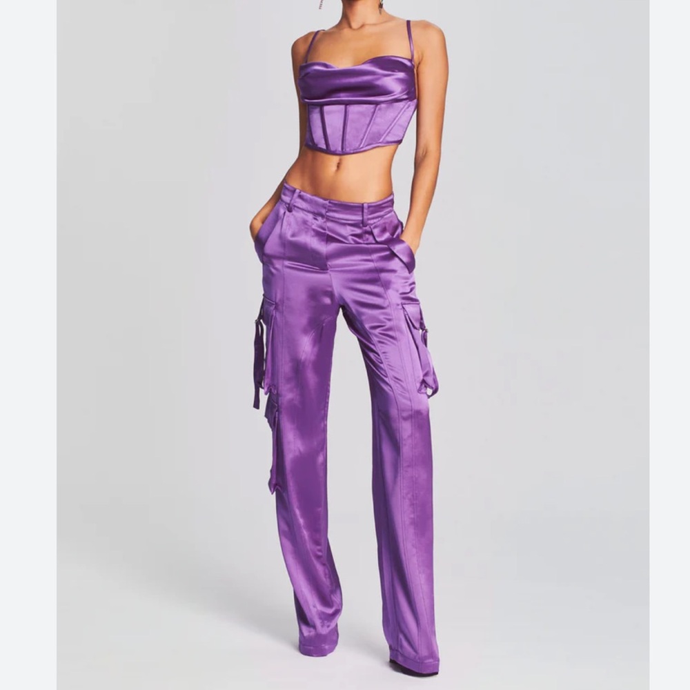 Women's Purple Satin Pants